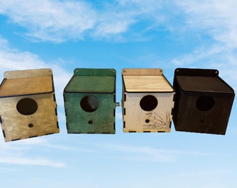 Nido per uccelli tagliato al laser 110x110 4mm file DXF