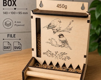 Comedero y dispensador de semillas DXF 450g Contrachapado de 4 mm Amadina Canario Cebra Pinzón Loro