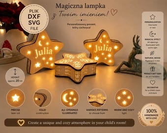Archivo SVG/DXF Lámpara LED de contrachapado de 3mm – Diseño personalizado para corte láser