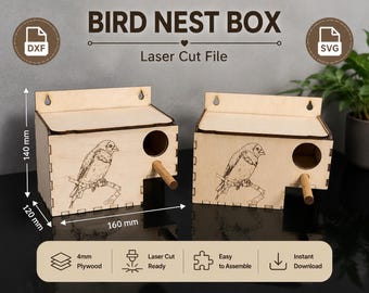 Laser DXF - Budka lęgowa dla Zeberka Amadyna Mewka Trzciniak birdbox box laser cut