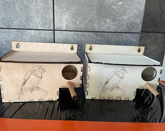Laser DXF - Nesting box for Zebra Finch Amadyna Mewka Trzeciniak birdbox box laser cut
