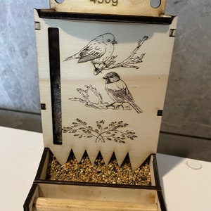 DXF Seed Feeder and Dispenser 450g 4mm Plywood Amadina Canary Zebra Finch Parrot