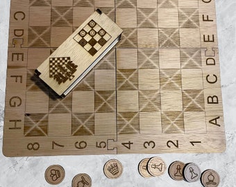 Ensemble de jeu de société bricolage : dames et échecs - fichier DXF numérique inclus