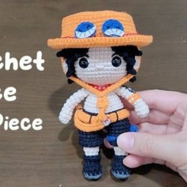 Crochet Ace and his devil fruit Doll, Handmade Gol D. Ace Doll, Amigurumi Mera Mera no mi, Gift for One Piece Lovers, Unique Birthday Gift