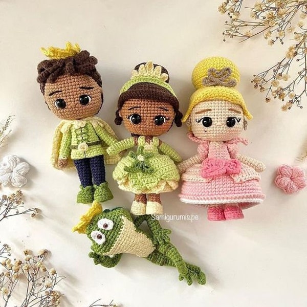 Handmade The Princess and the Frog Doll, Crochet The Princess, Amigurumi the Frog, Gift for The Princess and the Frog Lovers, Birthday Gift