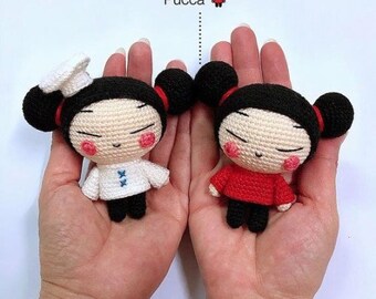 Handmade Pucca and Garu Doll, Crochet Mini Pucca Doll, Amigurumi Garu, Gift for Pucca and Garu Lovers, Pucca Lovers, Birthday Gift