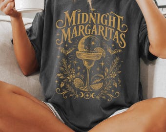 Comfort Colors® Vintage Midnight Margaritas Shirt, Gothic Margarita Tee, Halloween Cocktail Shirt, Spooky Night