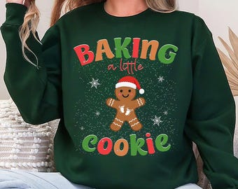 Growing A Little Cookie Sweatshirt, New Mom Christmas Long Sleeve, Wife Gift
