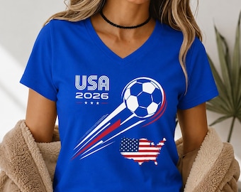 Custom Country Soccer 2026 V-neck, Personalized Football Fan Tee, World Game Day Shirt