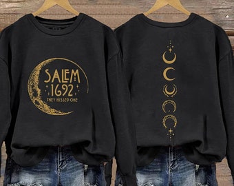 Women's Halloween Salem 1692 They Missed One Both Sides Sweatshirt, Funny Halloween Both Sides Hoodie, Gift For Halloween Long-Sleeve
