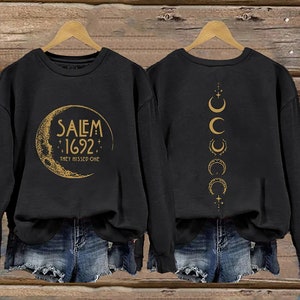 Women's Halloween Salem 1692 They Missed One Both Sides Sweatshirt, Funny Halloween Both Sides Hoodie, Gift For Halloween Long-Sleeve