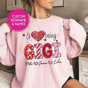 Personalized Gigi Valentine Sweatshirt: Custom Kids Names Grandma Gift