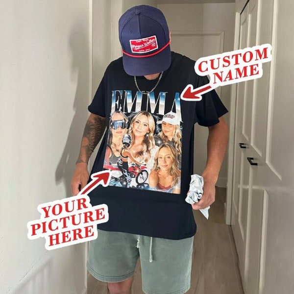 Foto personalizada: camiseta vintage con gráfico de los años 90, camiseta de rap pirata personalizada, PERSONALIZA tu propia idea pirata aquí, camisa con foto personalizada