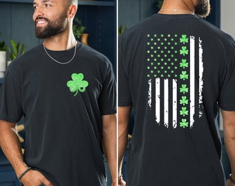 T-shirt recto-verso de la Saint-Patrick, sweat-shirt drapeau américain, cadeau de la Saint-Patrick, cadeau pour petit ami, chandail à manches longues chrétien