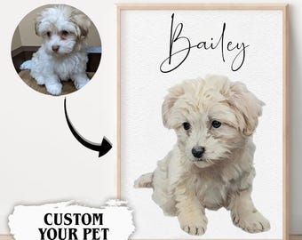 Personalized Watercolor Pet Portrait: Custom Pet Art, Memorial Gift