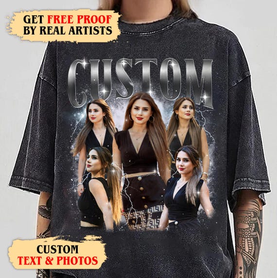 Custom 90s Graphic T-shirt, Vintage Bootleg Rap Tee, Mineral Wash