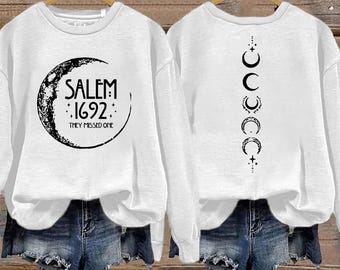 Women&#39;s Halloween Salem 1692 They Missed One Both Sides Sweatshirt, Funny Halloween Both Sides Hoodie, Gift For Halloween Long-Sleeve