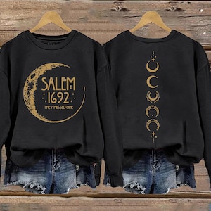 Women's Halloween Salem 1692 They Missed One Both Sides Sweatshirt, Funny Halloween Both Sides Hoodie, Gift For Halloween Long-Sleeve