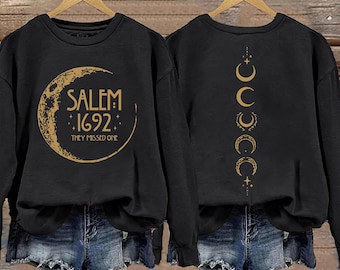 Women's Halloween Salem 1692 They Missed One Both Sides Sweatshirt, Funny Halloween Both Sides Hoodie, Gift For Halloween Long-Sleeve