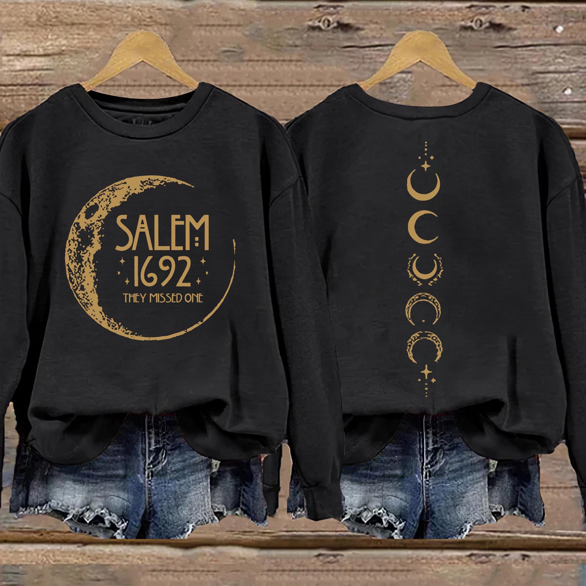 Women's Halloween Salem 1692 They Missed One Both Sides Sweatshirt, Funny Halloween Both Sides Hoodie, Gift For Halloween Long-Sleeve
