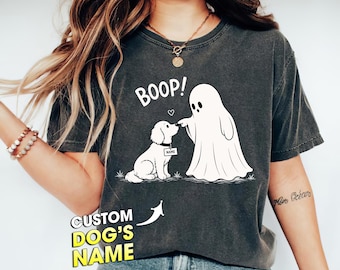 Custom Boop Ghost Dog Shirt, Funny Halloween Dog Mom Tee, Dogs Lover Gift