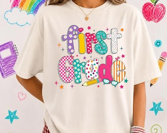 Custom First Grade Shirt, Back To School Tee, Kids Student Outfit