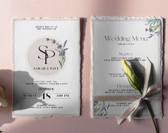 Wedding Invitation, Boho Watercolor, Instant Download, Editable Wedding Invitation, Border, Printable Wedding Invitation