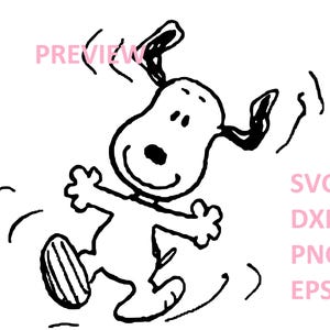 スヌーピー犬が楽しんでいるSVG / スヌーピー / チャーリー・ブラウンSVG / スヌーピークリップアート / ピーナッツSVG / スヌーピークリカット / スヌーピーシルエット / 恋に落ちる