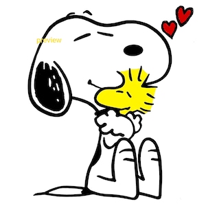 Snoopy Hugs Woodstock svg png clipart, taglia file silhouette, PNG, SVG, Dxf, jpg, ultimo, nuovo, alta risoluzione