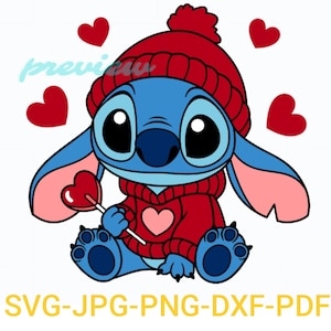 Stitch Valentine bonbons coeur PNG SVG Amour svg Saint Valentin svg Image Bundle