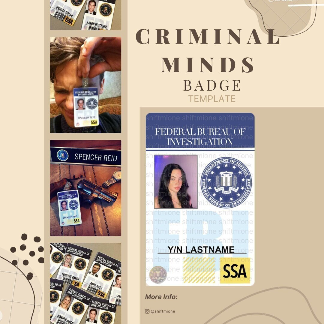 Criminal Minds BAU FBI ID Badge Printable Custom Made