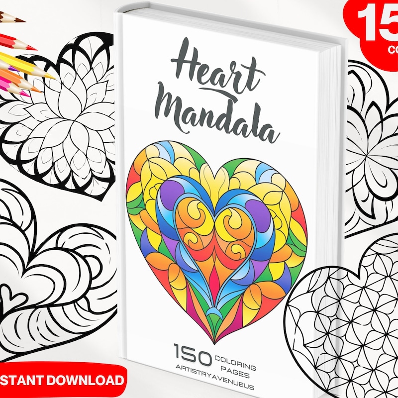 Printable Hearts Coloring Pictures Etsy