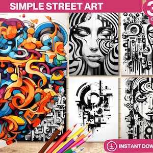 Street Art Coloring Book: Simple Graffiti Designs (PDF)