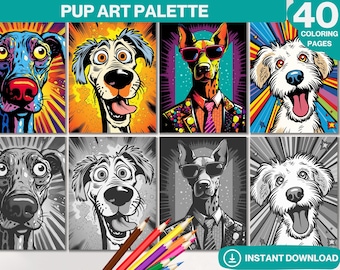 Dog Coloring Book: 40 Grayscale Animal Pages (Printable PDF)