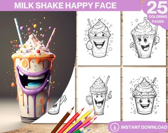 Milk Shake Coloring Book: 25 Kawaii Coloring Pages (Printable PDF)