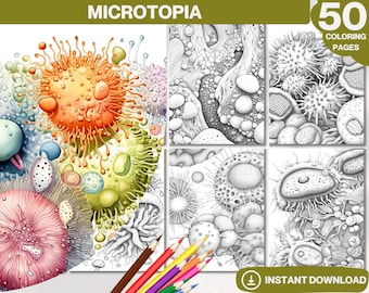Microtopia Coloring Book: 50 pagine stampabili in scala di grigi (PDF)