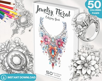 Jewelry Floral Coloring Book: 50 Trinket & Treasure Designs (Printable PDF)