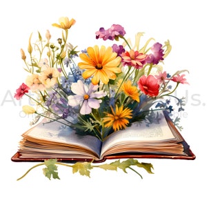 Floral Books Clipart - 12 High Quality JPGs, Digital Planners, Cute Book Clipart, Digital Download, Nursery Art, Commercial Use Included