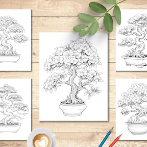 55 Little Bonsai Coloring Book, Adults and Kids Colouring Books ...