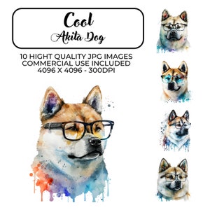 Cool Akita Dog Clipart - 10 High Quality JPGs | Digital Planners | Junk Journals | Cute Animal | Digital Download | Commercial Use