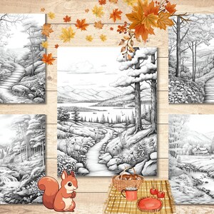 Autumn Landscape Coloring Book | Colouring Pages Adults and Kids ...
