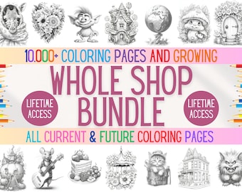10,000+ Coloring Pages: Whole Shop Bundle for Adults (Digital Download)