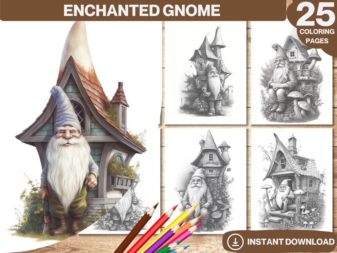 Enchanted Gnome Coloring Book | Adults and Kids Colouring Books