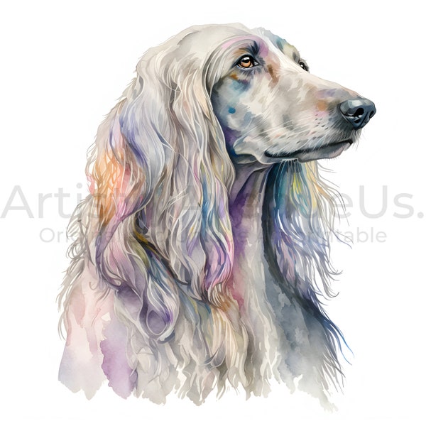 Afghan Hound Clipart - 10 High Quality JPGs | Digital Planner | Junk Journaling | Watercolor | Commercial Use Included | Digital Download
