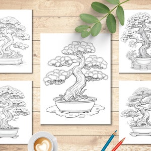 55 Little Bonsai Coloring Book, Adults and Kids Colouring Books ...