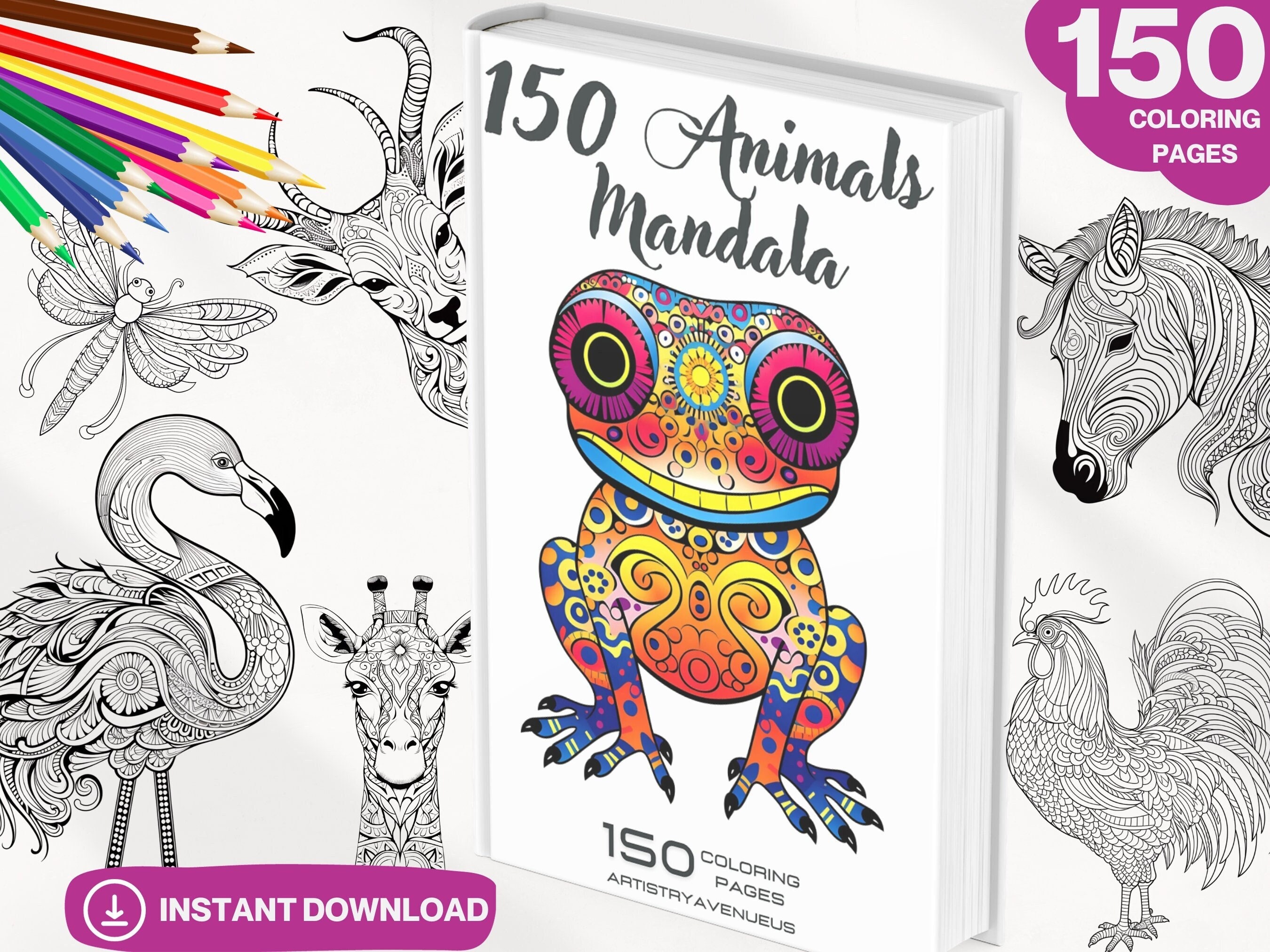 Adult Relaxation Coloring Book 200 Animals: Stress Relieving Animal Designs  200 Animals designs with Lions, dragons, butterfly, Elephants, Owls, Horse  (Paperback)