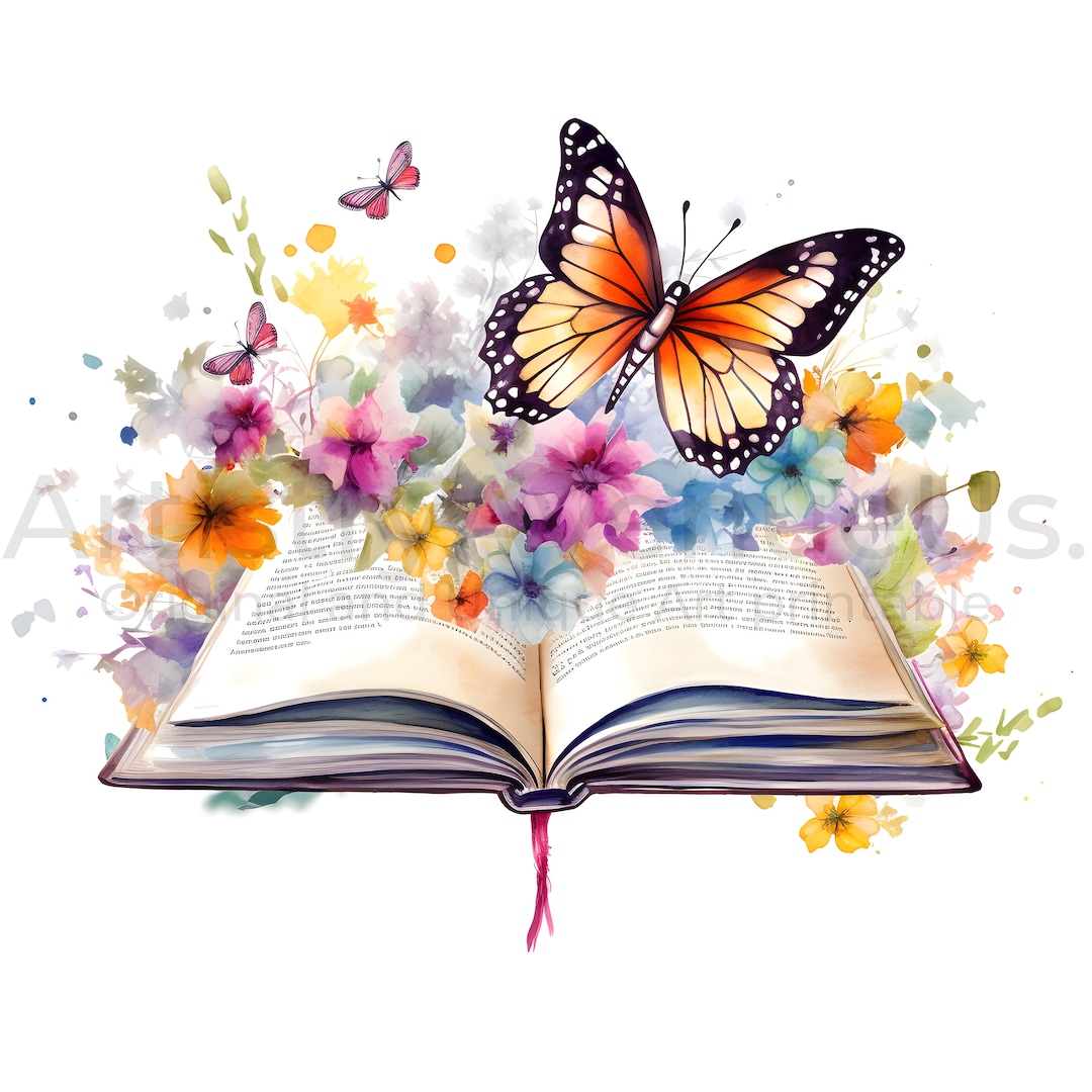 Floral & Butterfly Books Clipart 12 High Quality Jpgs, Digital Planners