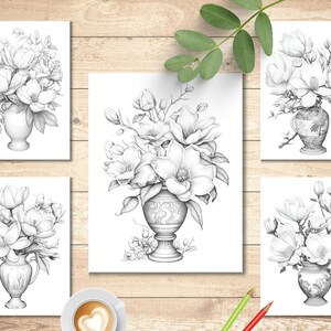 Bunch of Magnolias Coloring Book | Flower Coloring Page for Kids ...