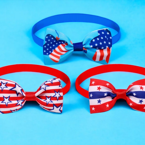 4th of july dog bow tie