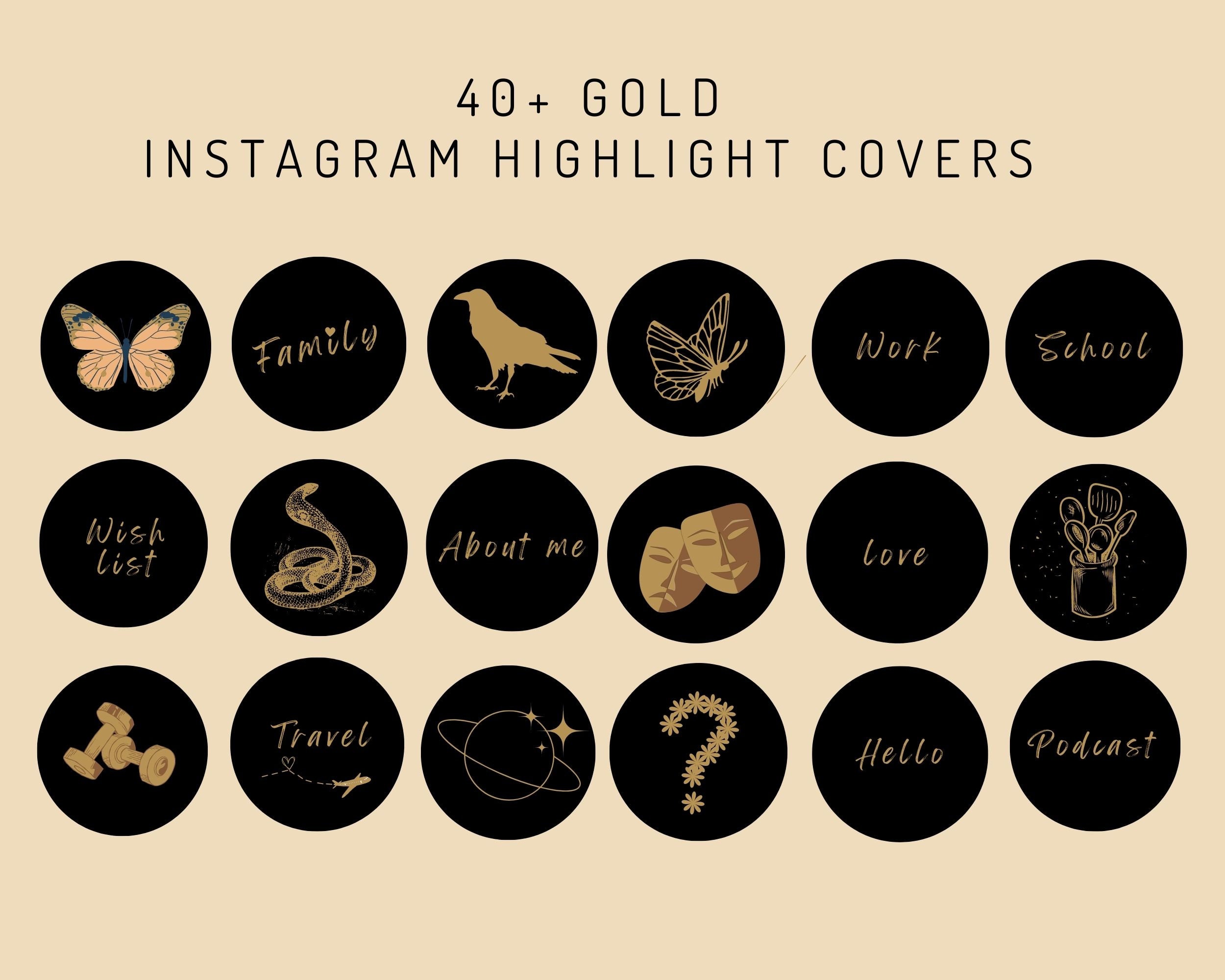 Gold Instagram Story Highlight Covers - Etsy
